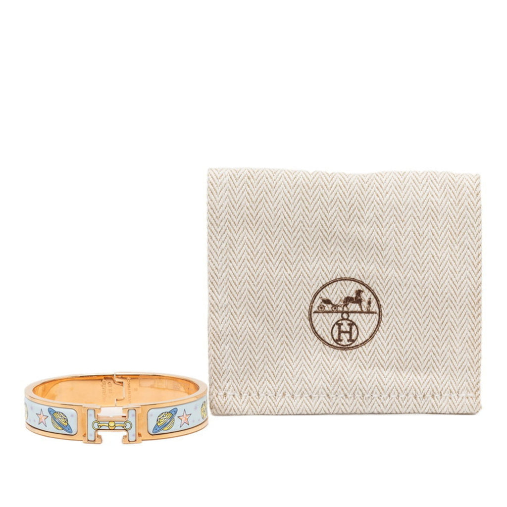 Hermes Hermès Click H PM Chorus Stellarum Bangle Bracelet in Gold, Blue, and Multicolor Plated for Women