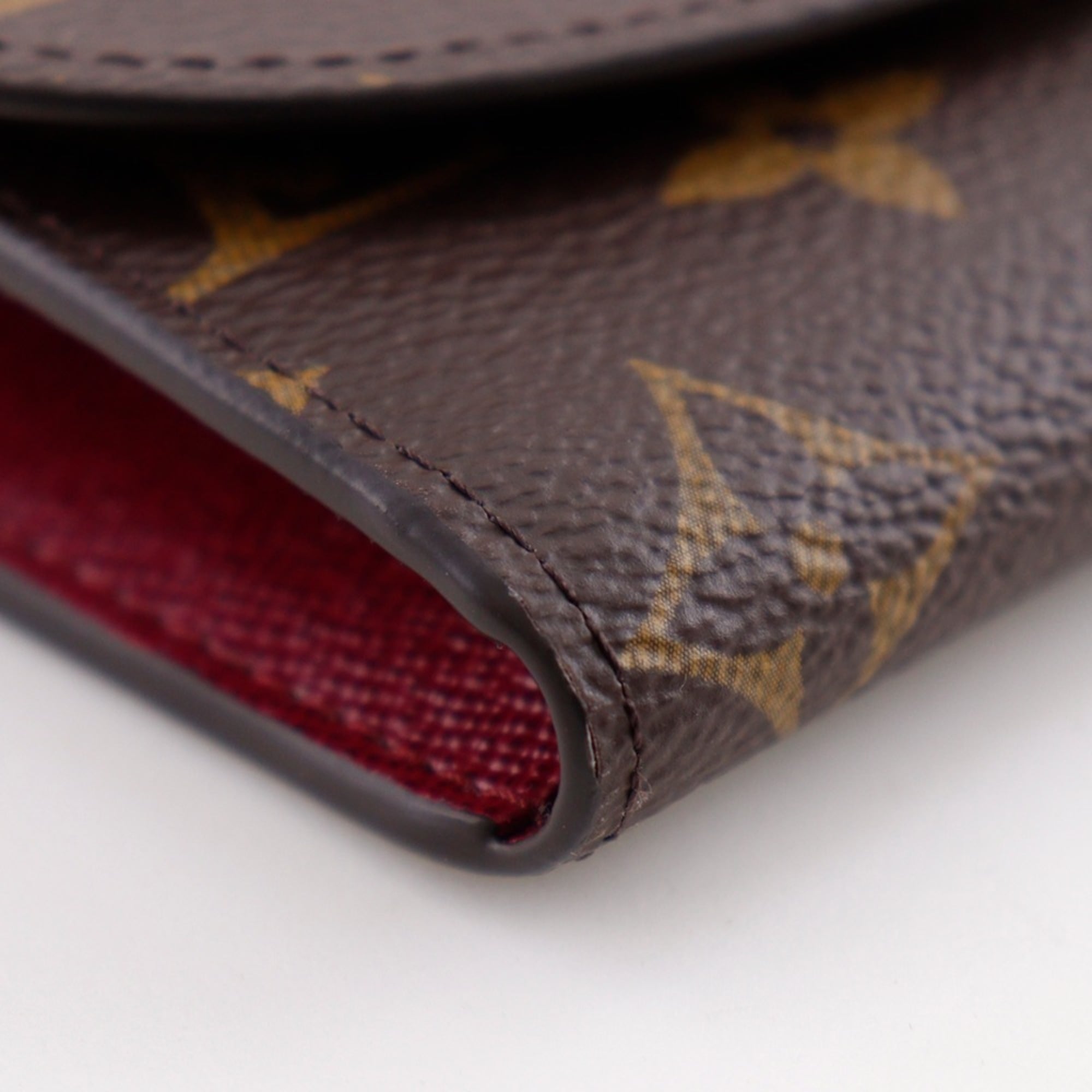 Louis Vuitton Portomone Rosary Coin Case M41939, Monogram Canvas, Fuchsia, Brown, Snap Buttons, Women's