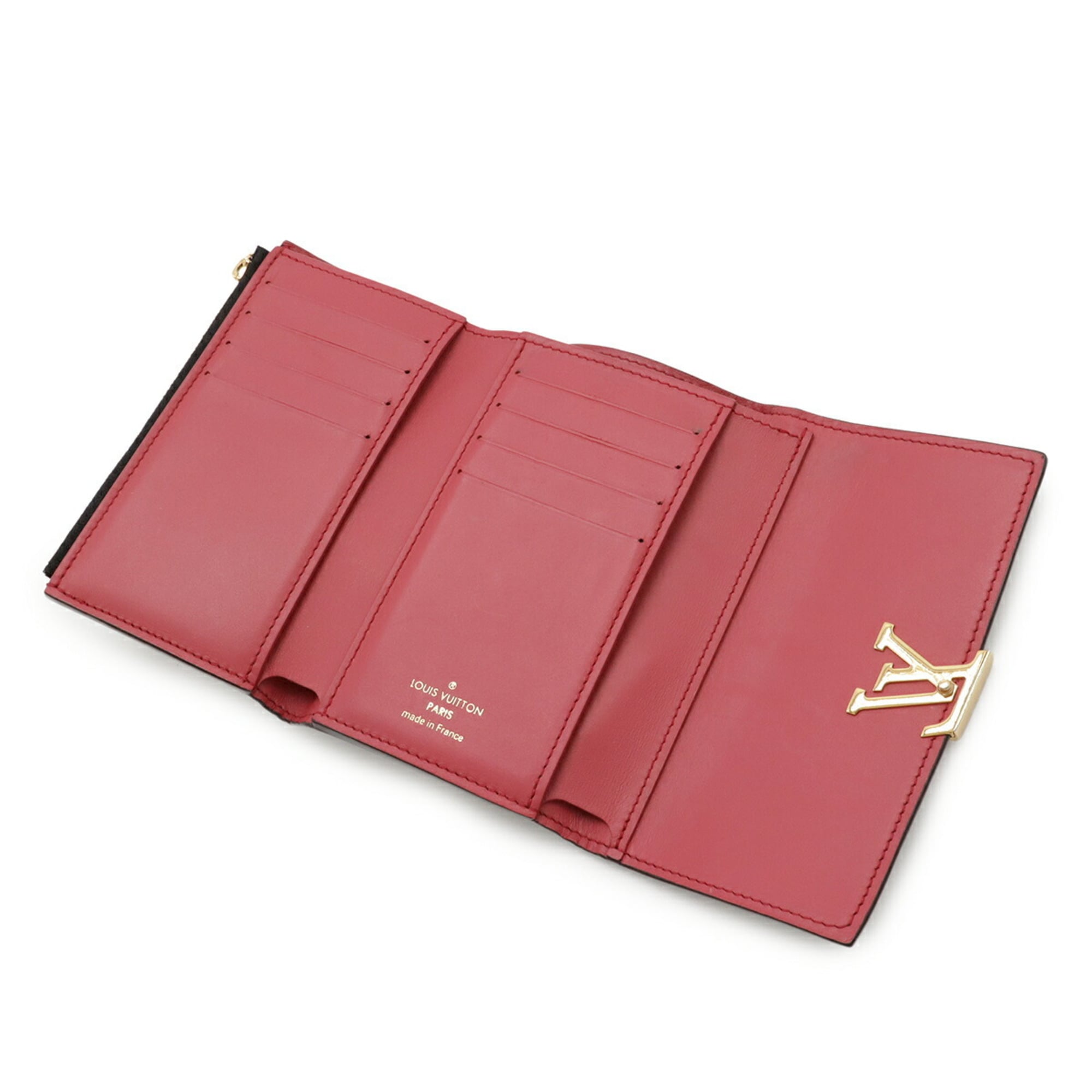 LOUIS VUITTON Portefeuille Capucines Compact Tri-fold Wallet in Taurillon Leather, Noir, Black, and Hot Pink, M62157