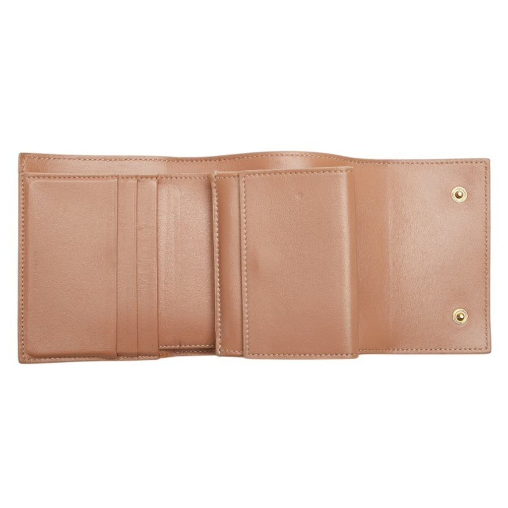 Celine Small Trifold Wallet, Beige Leather, Women's