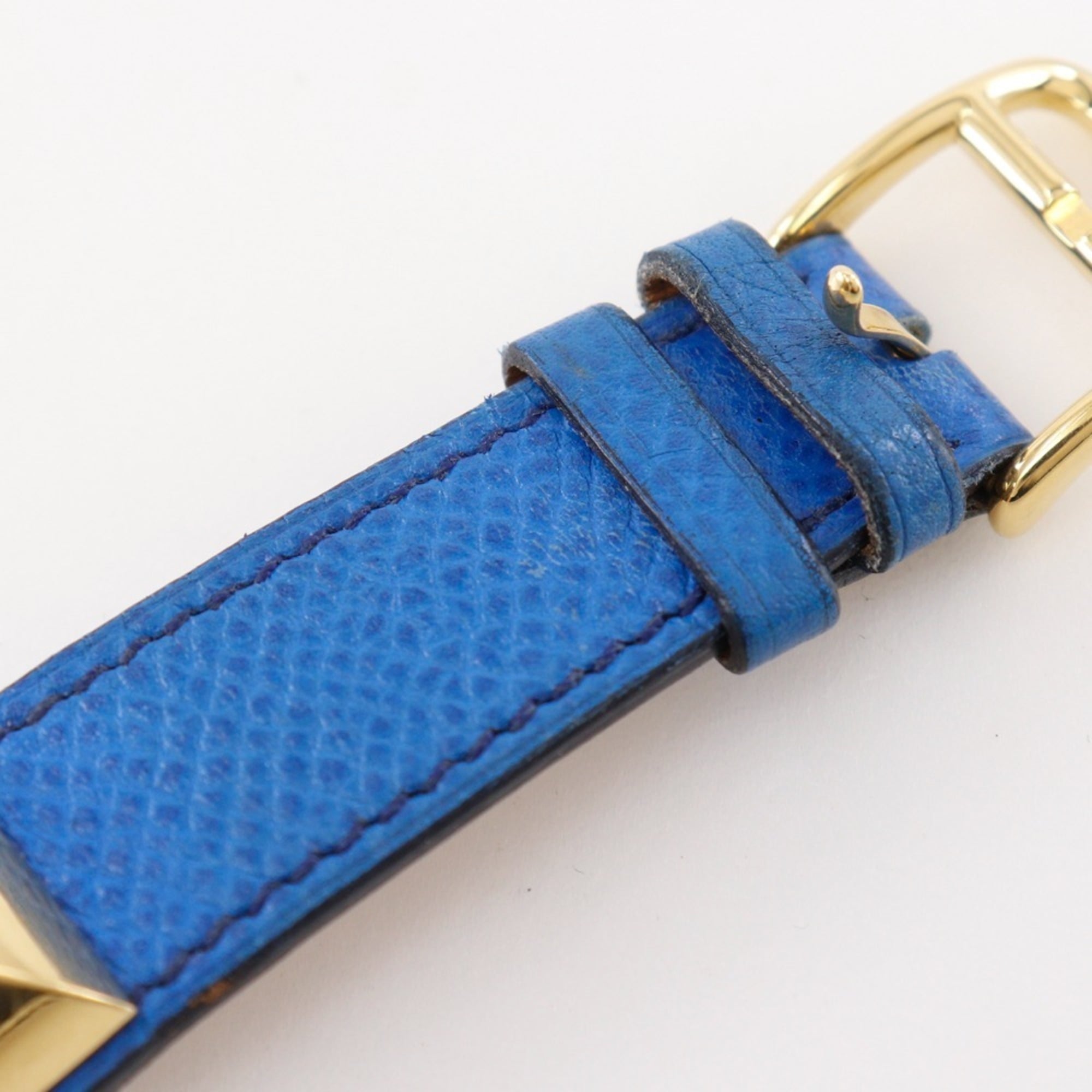 Hermes Medor watch, gold plated x leather, 1994 model, quartz, analog, white dial, women's — Good