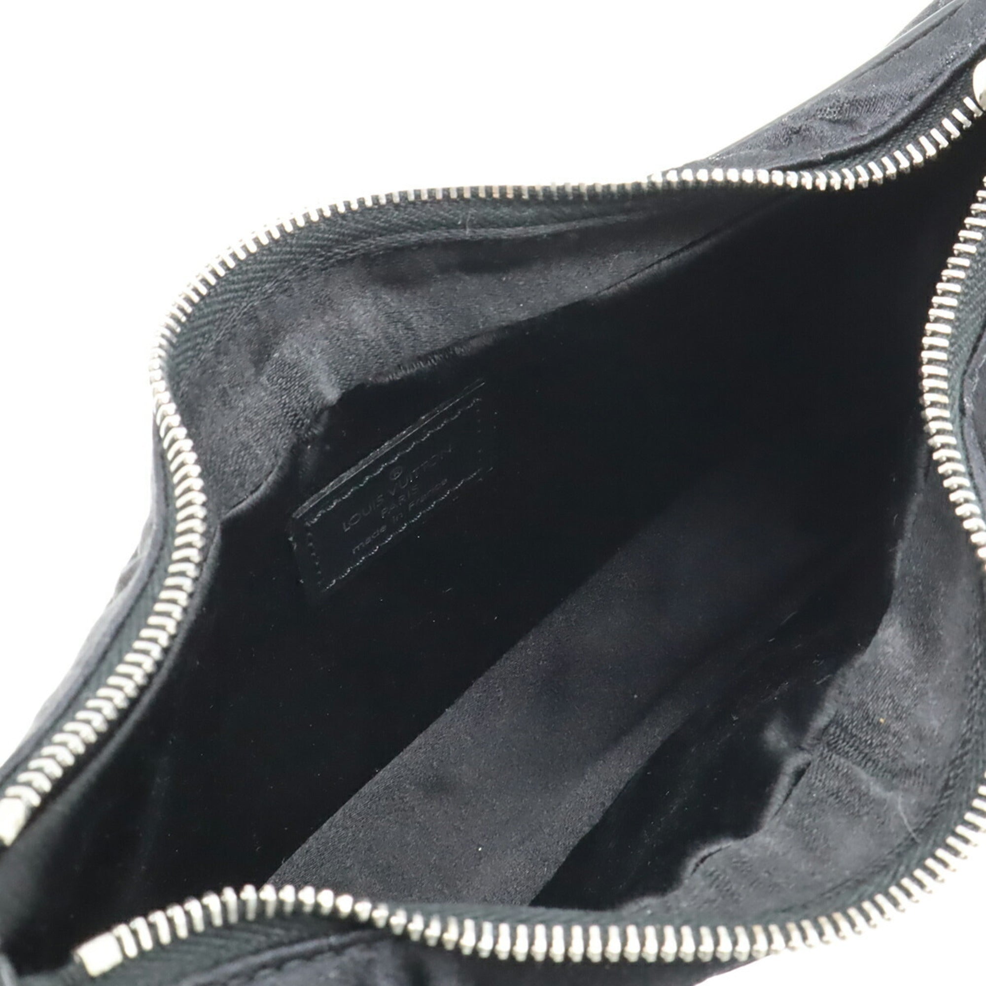 LOUIS VUITTON Monogram Satin Little Boulogne Pouch Bag in Leather, Noir and Black, M92142 — Like New