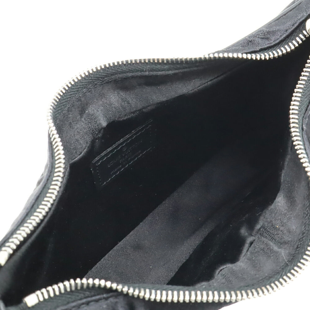 LOUIS VUITTON Monogram Satin Little Boulogne Pouch Bag in Leather, Noir and Black, M92142 — Like New