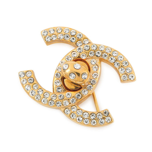 Chanel Brooch Turn Lock Coco Mark Rhinestone 97P CHANEL