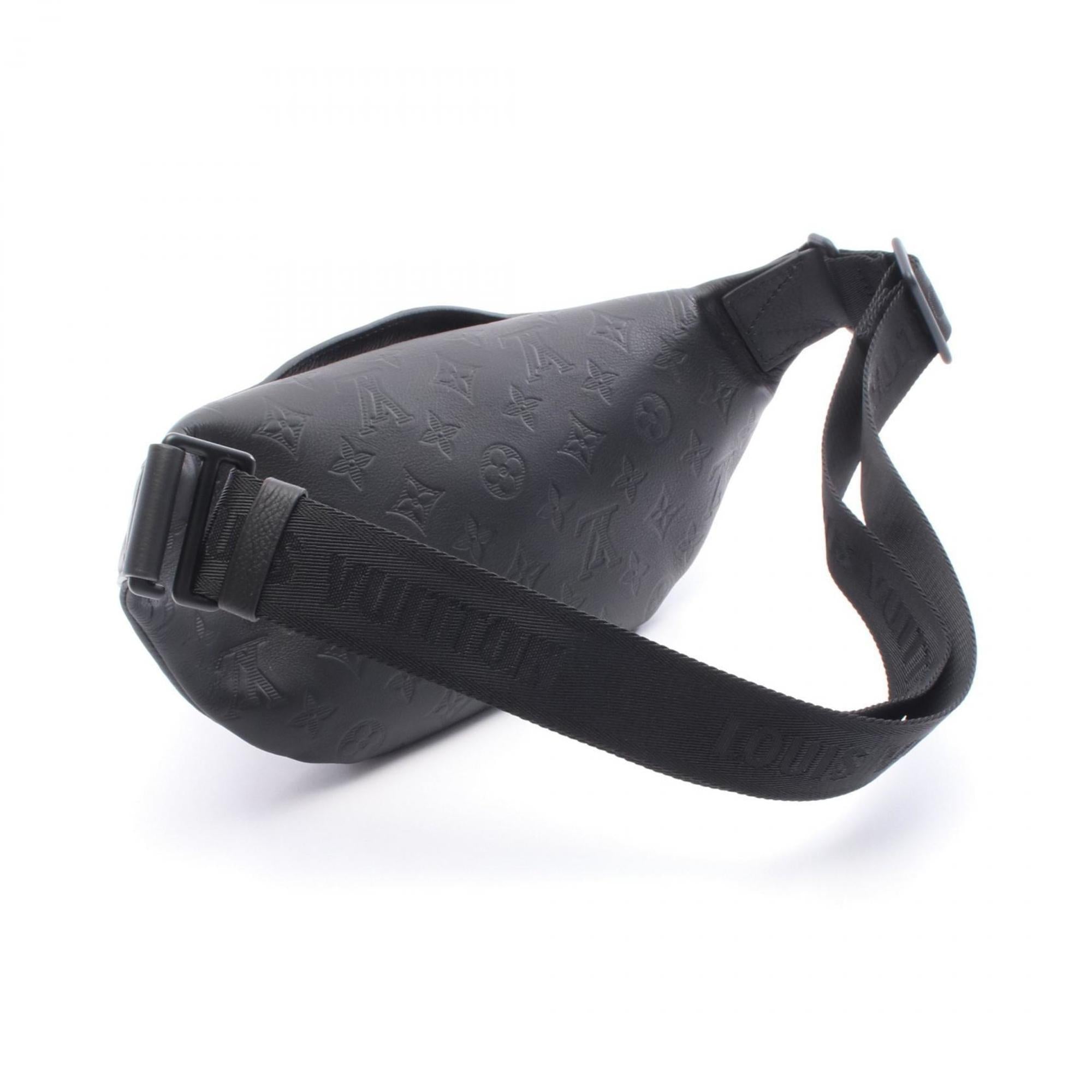 Louis Vuitton Rush Bum Bag, Waist Body Leather Monogram Shadow, Men's, Black, M47058