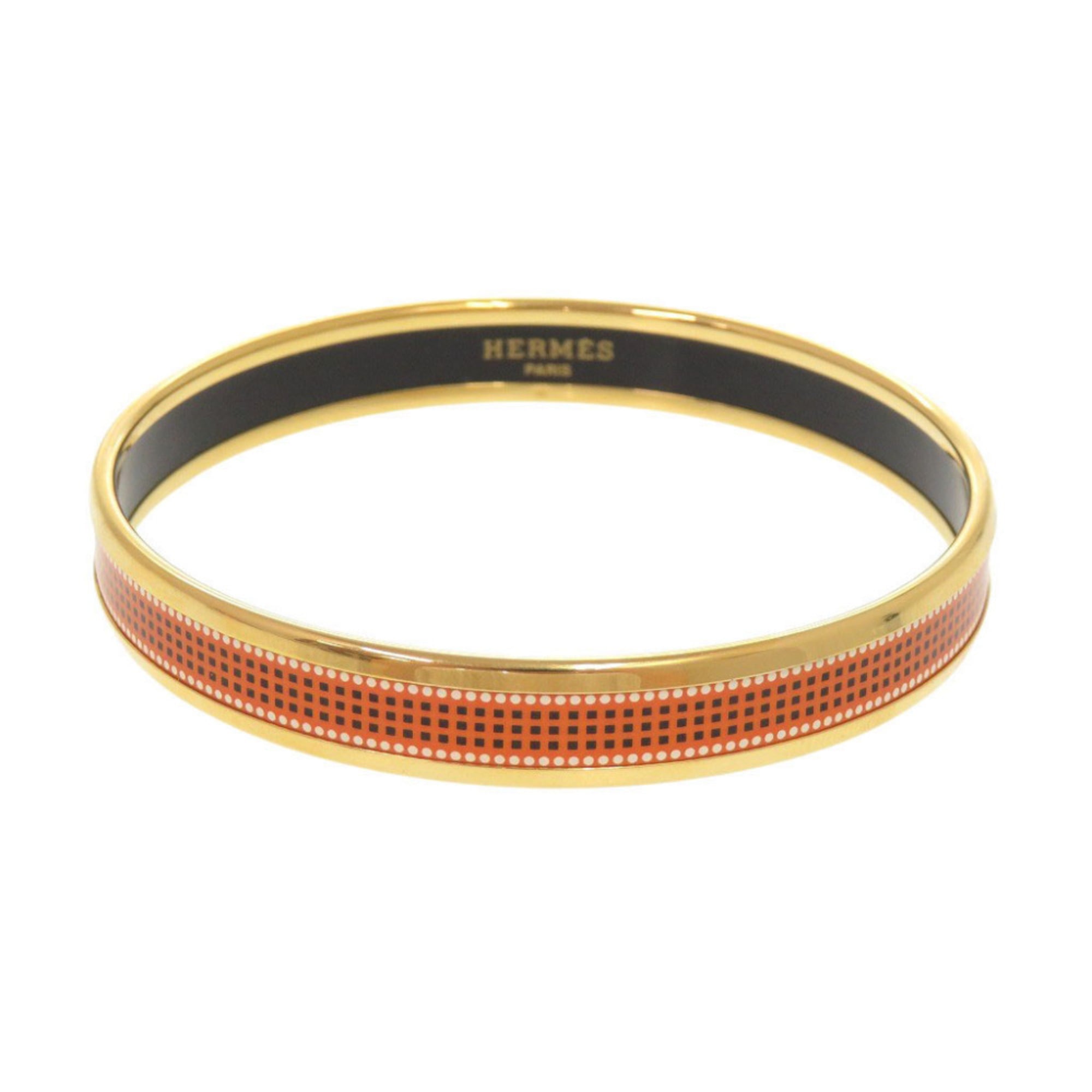 Hermes Email PM Metal Gold Orange Bangle Bracelet 0364HERMES — Like New
