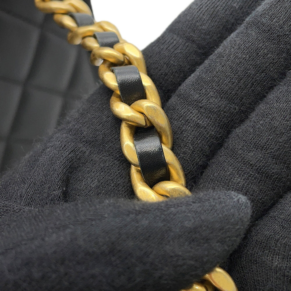 Chanel Chain Shoulder Bag, Matelassé, Coco Mark, Hobo, Lambskin, CHANEL 2-way, Black, Handbag, Women's — Like New
