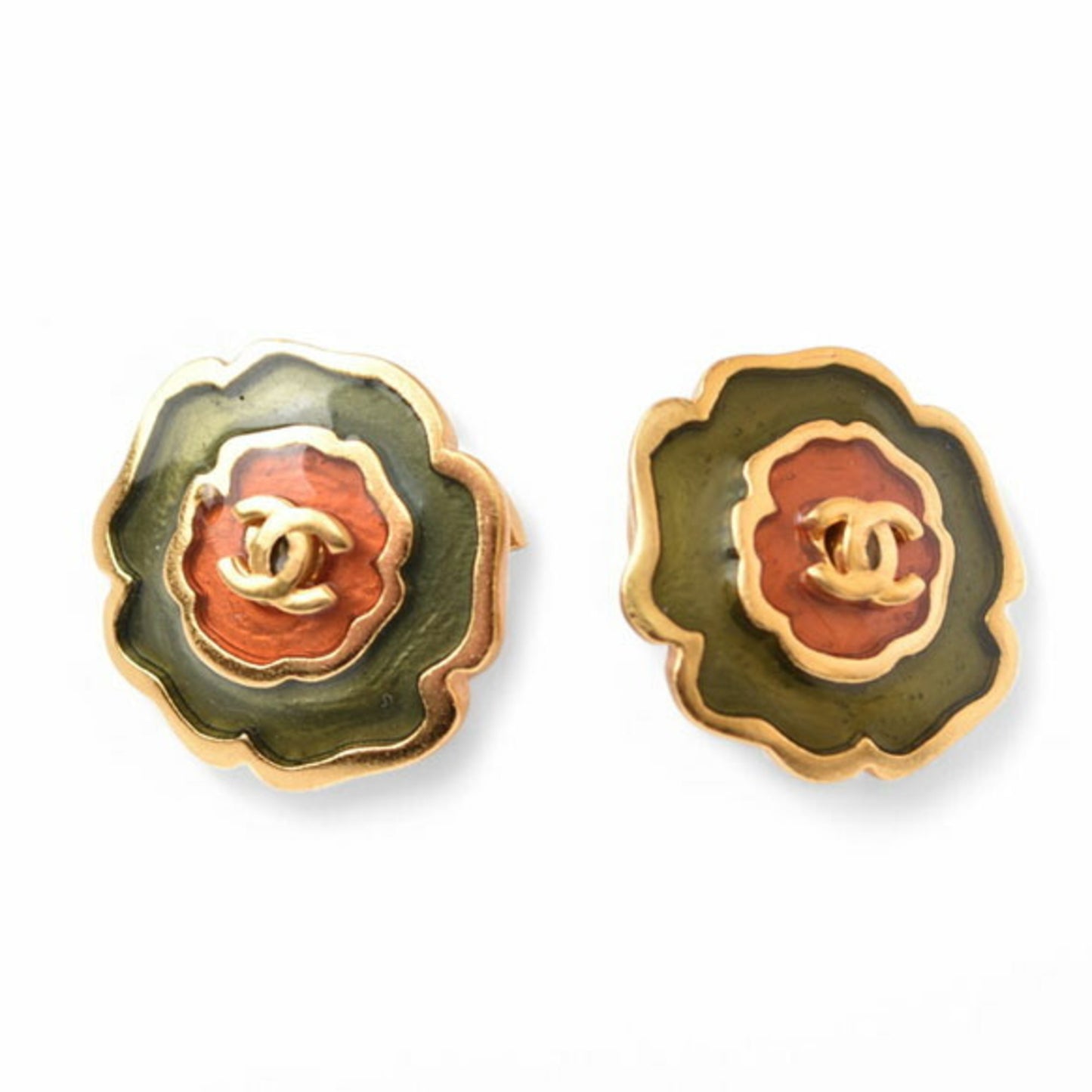 Chanel Earrings CHANEL Flower Motif CC Mark Gold