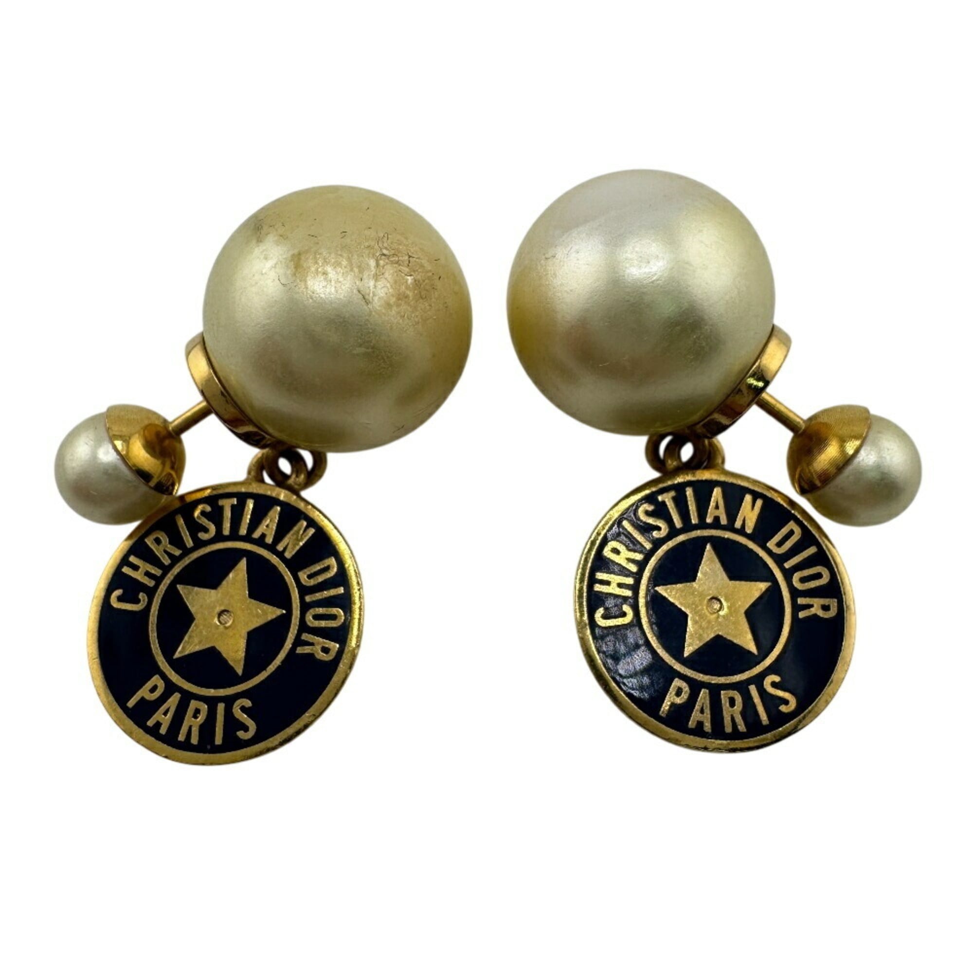 Christian Dior Tribal Earrings Gold Women's