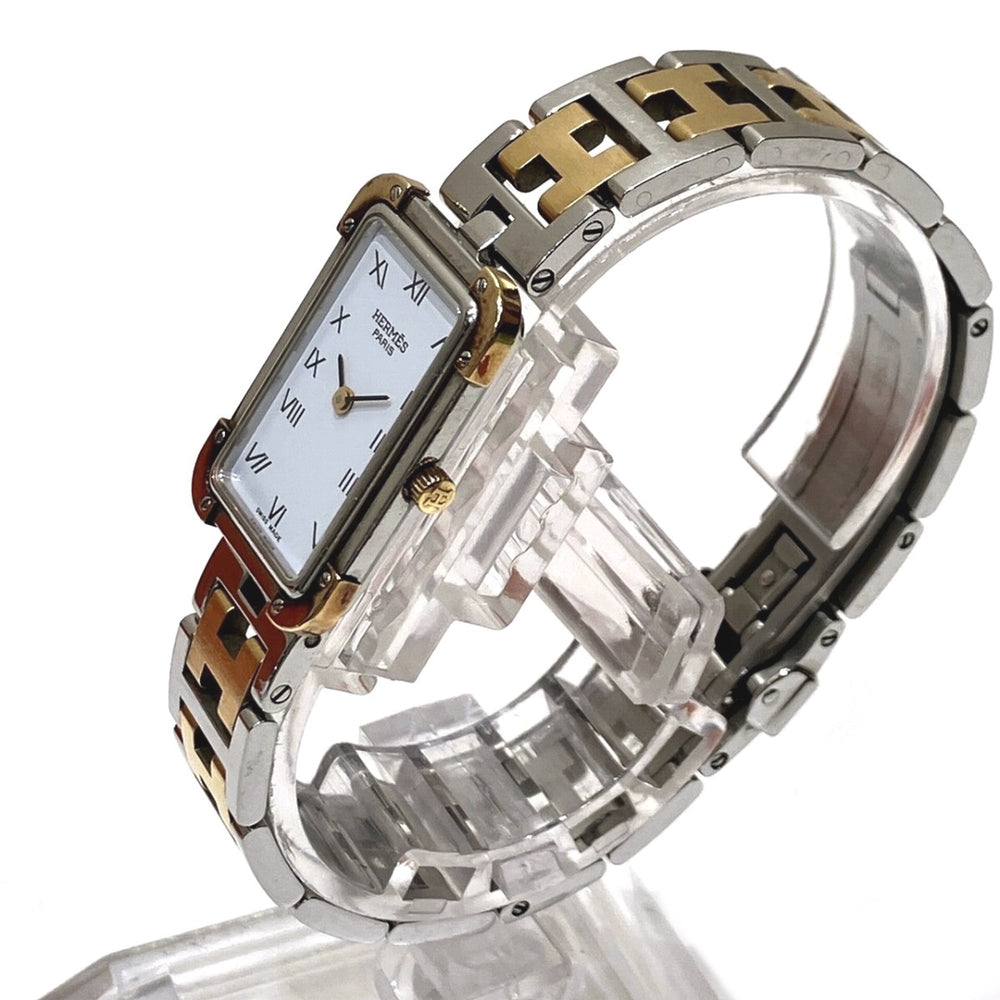 Hermes Croisière NB watch, total weight 43g, stainless steel, quartz movement, white dial, CR1.220 battery — Good