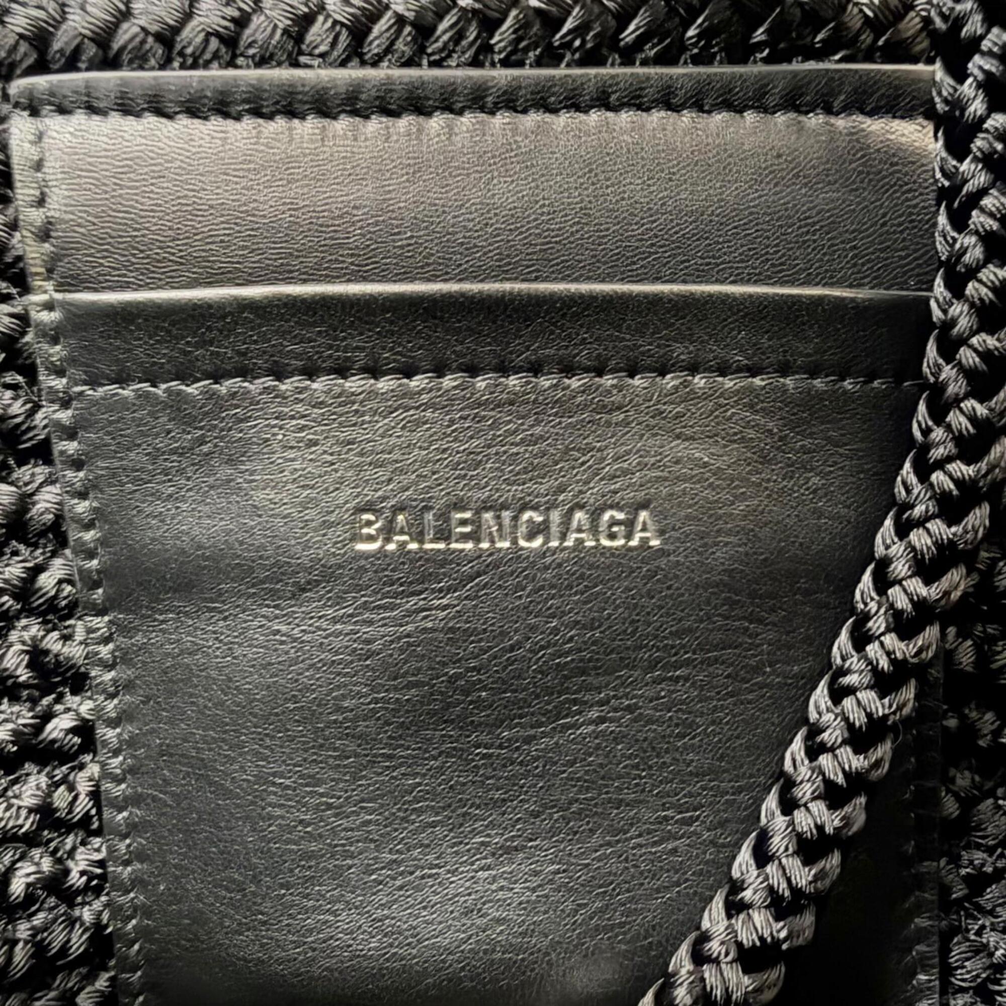 BALENCIAGA 695612 Ibiza Small Strap Logo 2-Way Basket Bag Summer Handbag Shoulder Black Made in Italy Women's with Dust — Like New