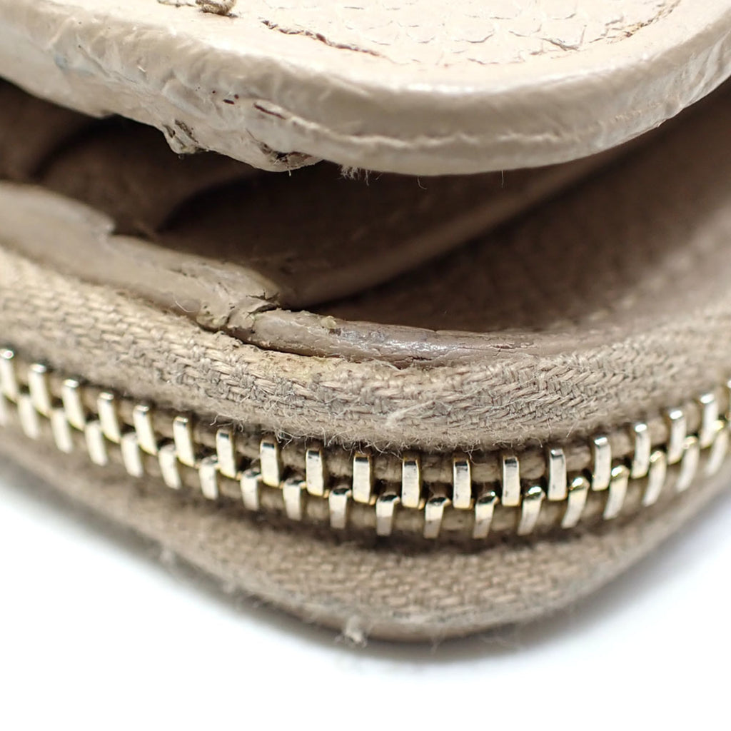 Saint Laurent Cassandra Bifold Wallet, Women's Beige Grained Leather Compact Zip Wallet