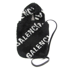 Balenciaga Everyday Phone Holder 596564 Women's Leather,Faux Fur Handbag,Shoulder Bag Black,White — Like New