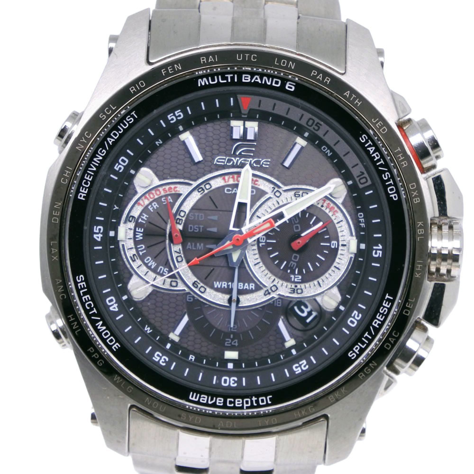 Casio Edifice Multi-Band 6 EQW-M710DB-1A2JF Stainless Steel Gray Solar Radio-Controlled Chronograph Watch with Dial - Men's — Good