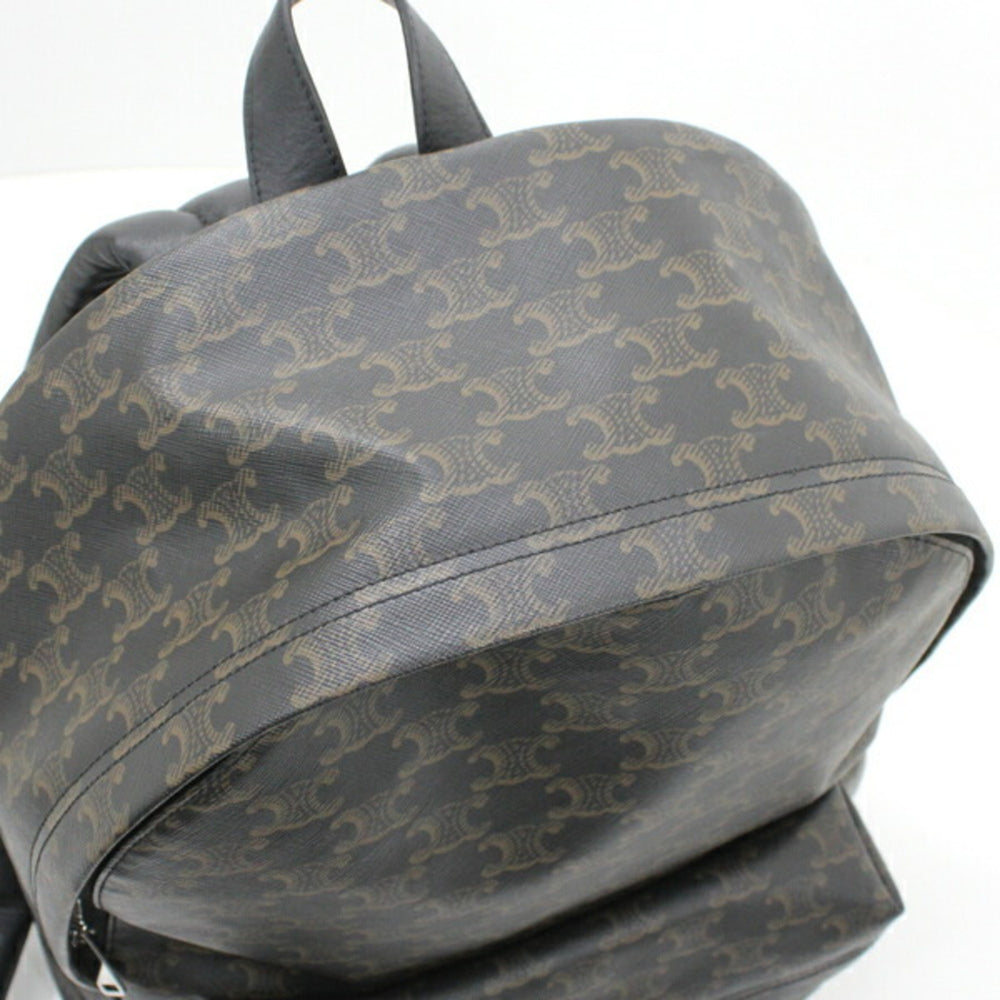 CELINE Backpack Triomphe Canvas Black Brown Rucksack Men's 188382BOV T5686 — Like New