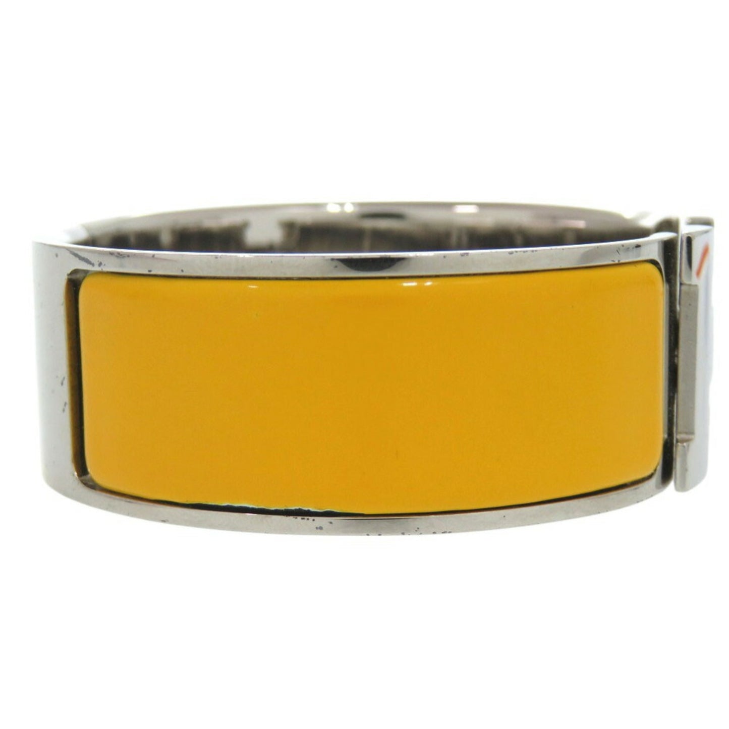Hermes Click Crack H GM Bracelet Metal Enamel Yellow F Stamp 1200HERMES