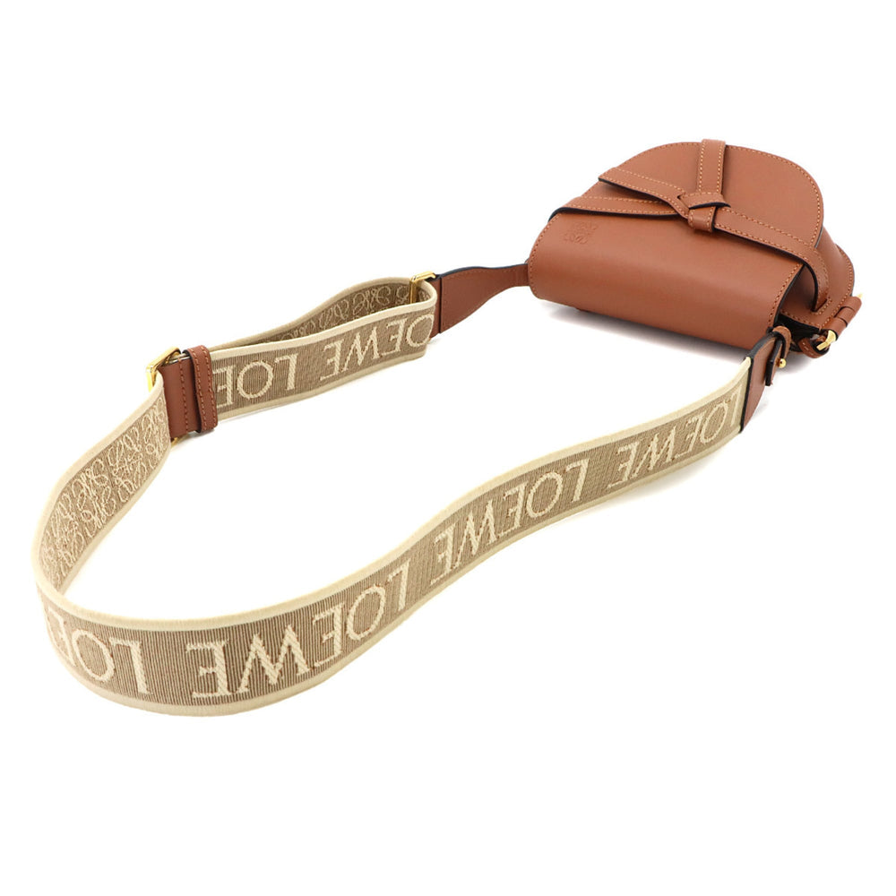 Loewe Mini Gate Dual Shoulder Handbag, Leather, Brown, Gold Hardware — Like New