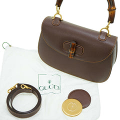 Gucci Bamboo Shoulder Handbag Leather Brown 0041GUCCI with shoulder strap 6B0041IEZ6 — Like New