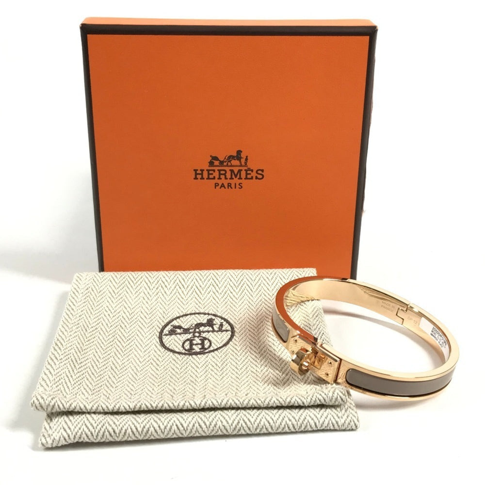 HERMES Mini Click Kelly PM Accessory Jewelry Bracelet Metal Men's Women's Marron Glacé Beige Like New — Like New