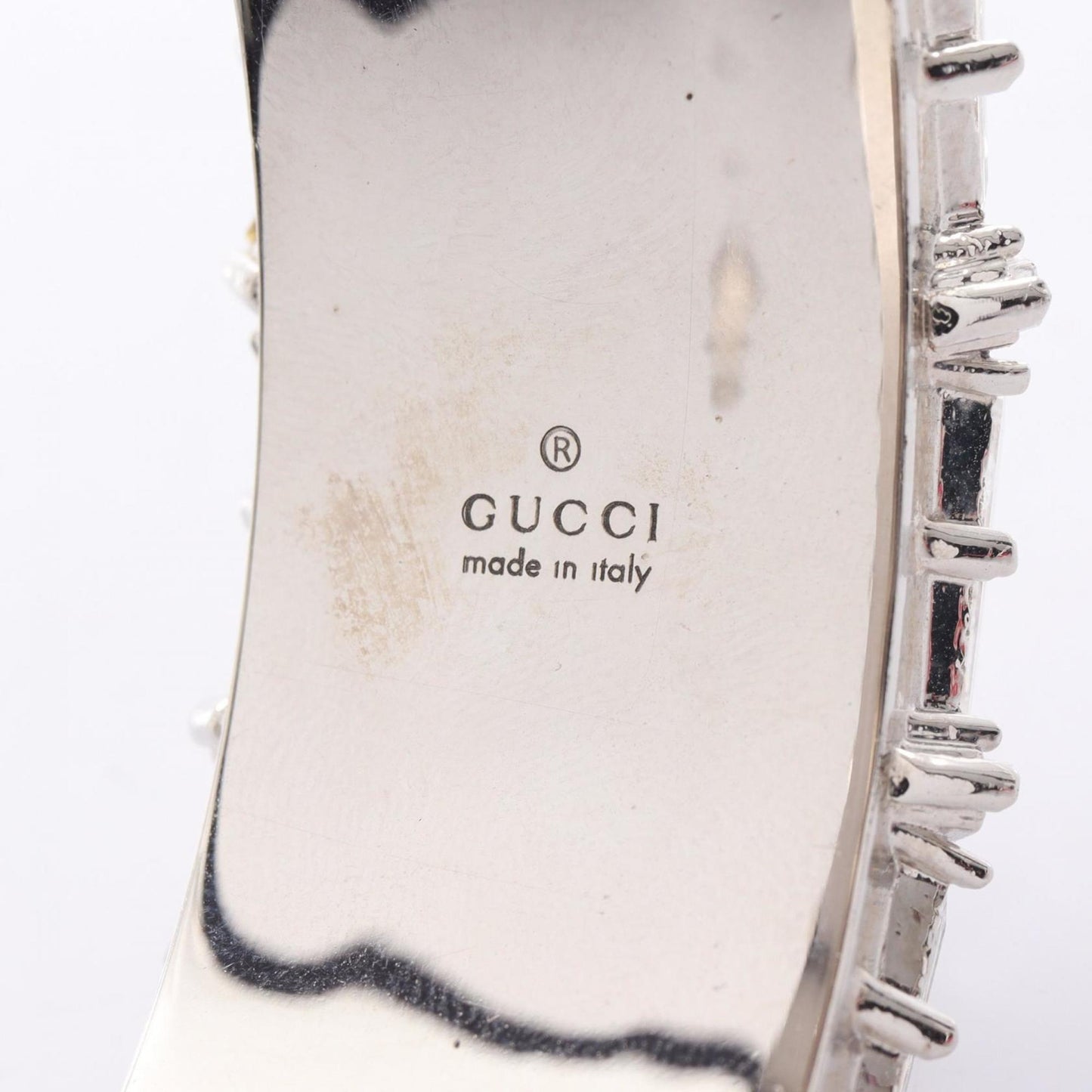 Gucci Crystal Bangle with Beads, Stainless Steel, Clear and Silver