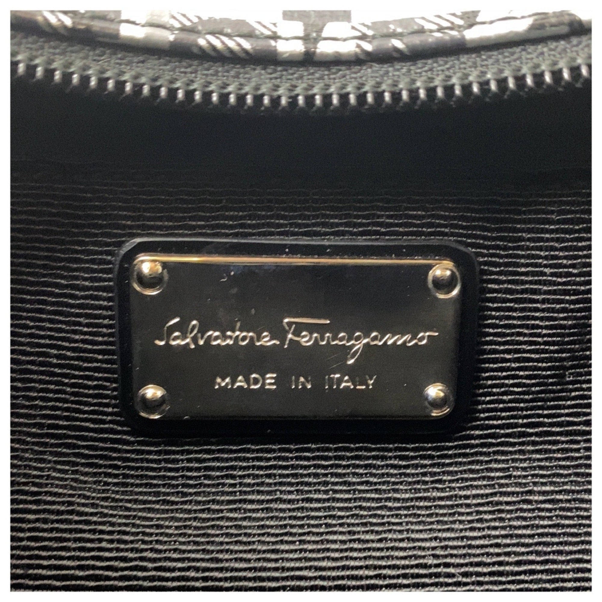 Salvatore Ferragamo Black Grey Silver Hardware Shoulder Bag Women's — Like New