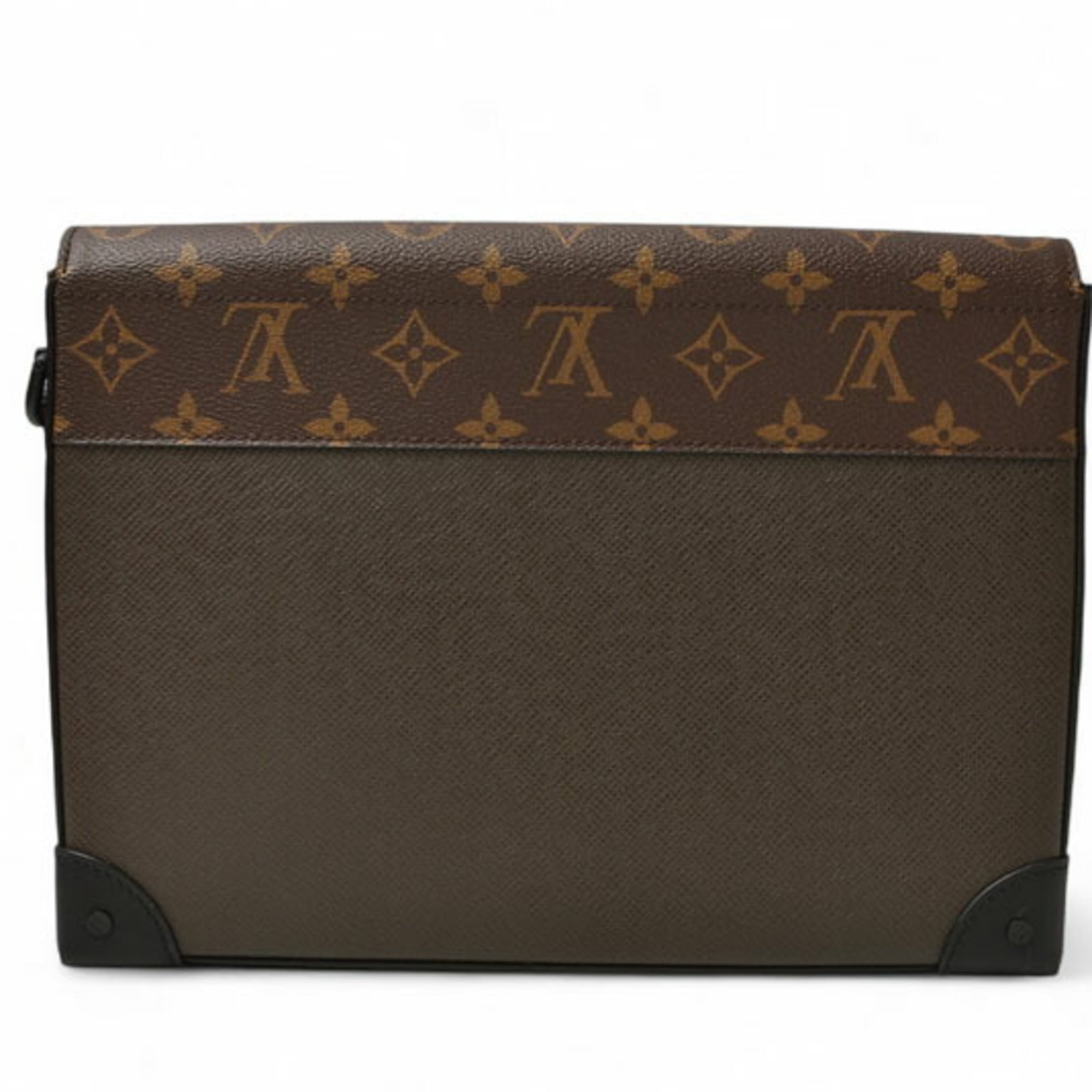 Louis Vuitton Second Bag Clutch LOUIS VUITTON Pochette Steamer Monogram Taiga Khaki M30583 — Like New