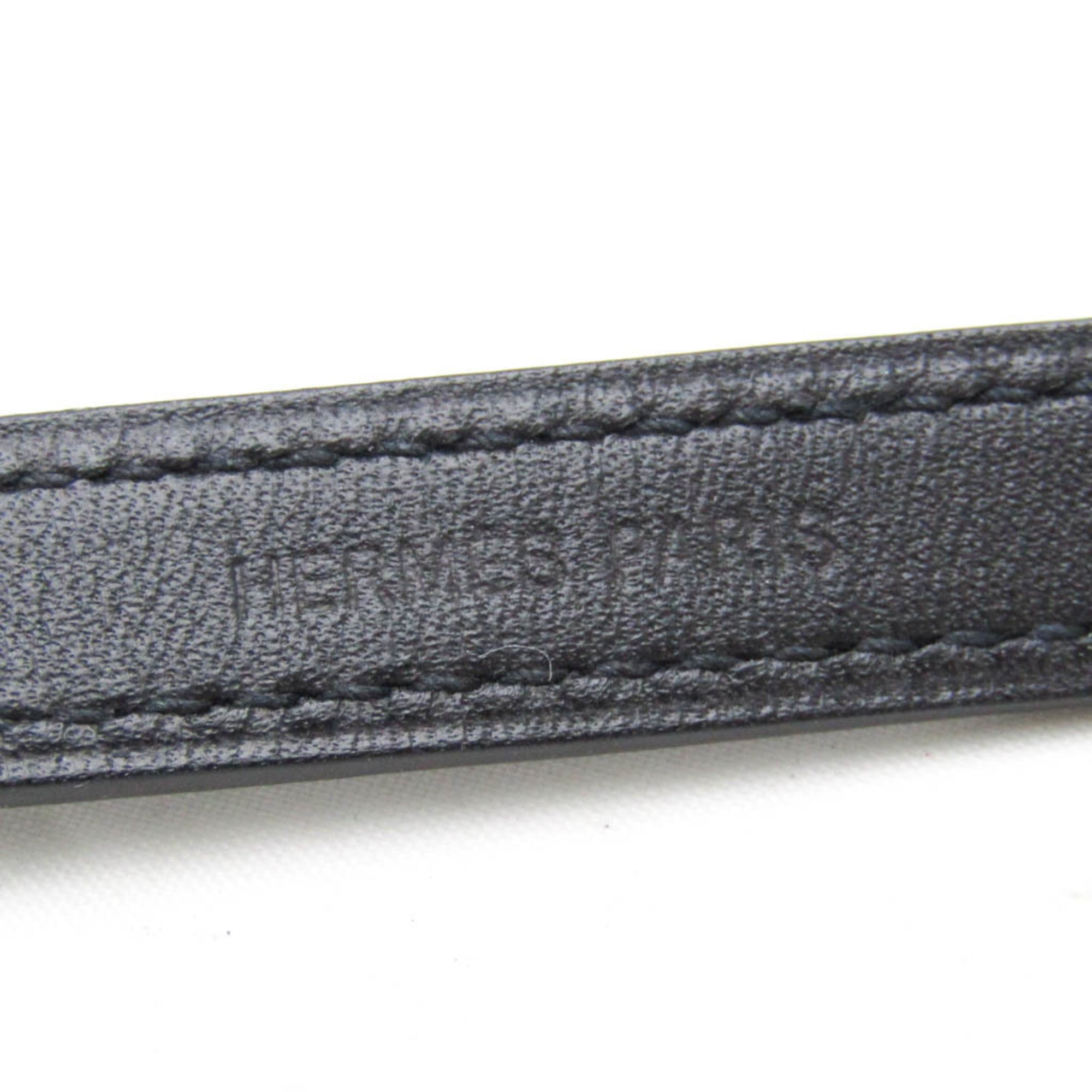 Hermes Leather,Metal Bangle Black,Silver — Like New