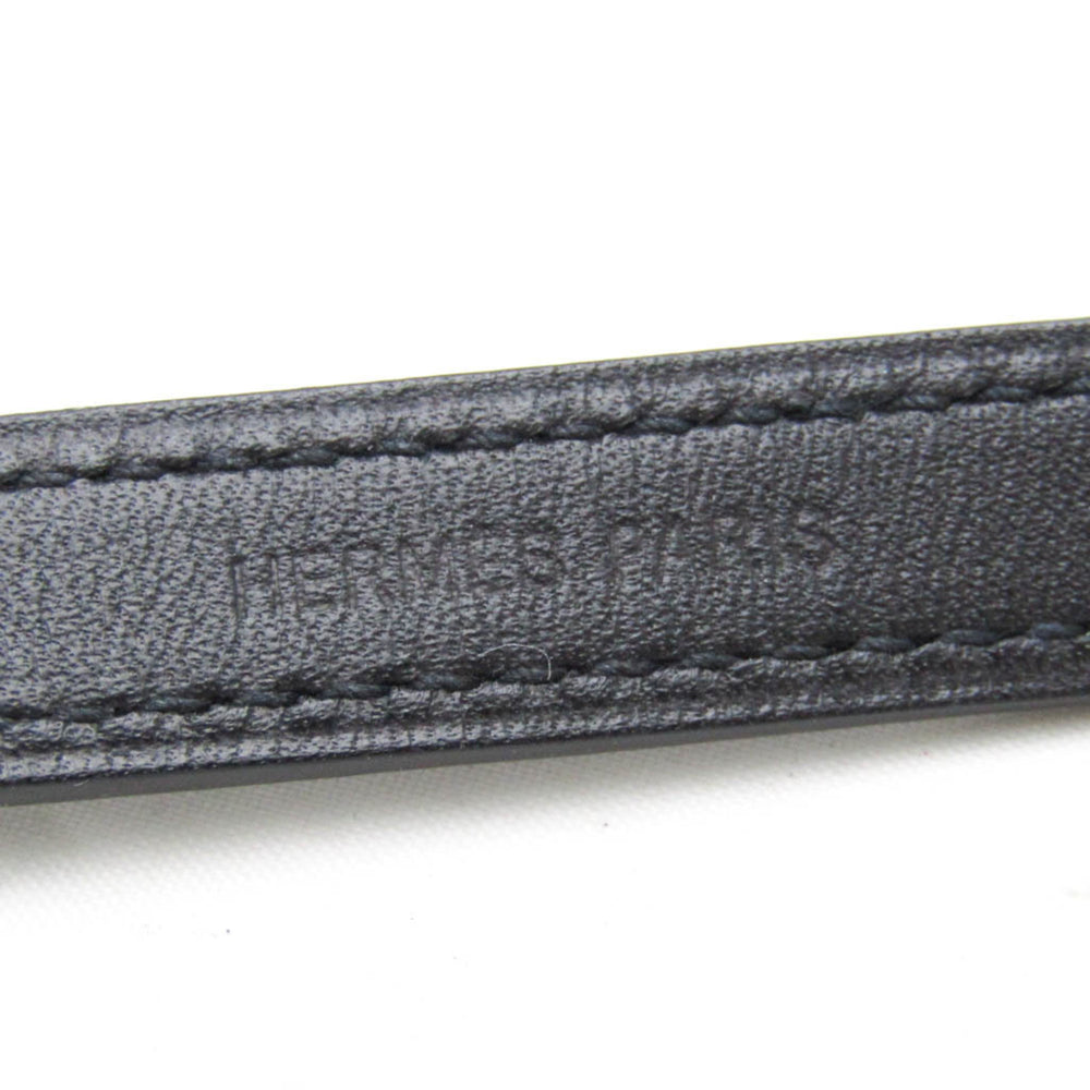Hermes Leather,Metal Bangle Black,Silver — Like New