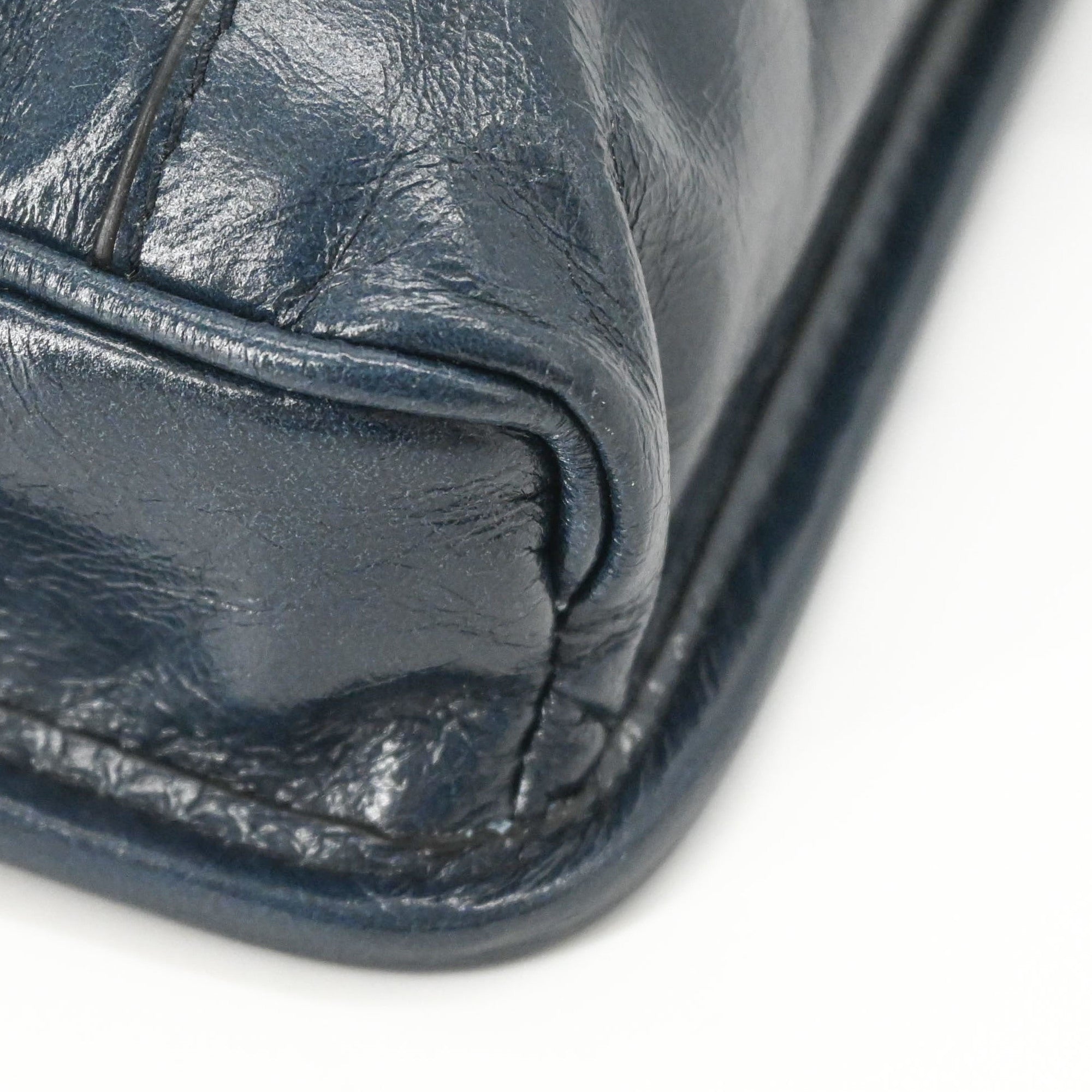 PRADA Softlook Leather Shoulder Bag/Body Bag, Tessuto, Navy — Like New