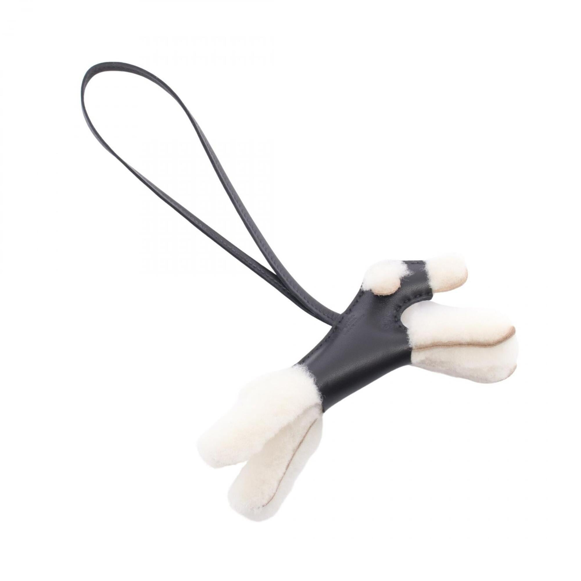 Hermes Buddy Charm - Accessory Sheepskin Agneau Milo Women's Black/White — New - Store Return