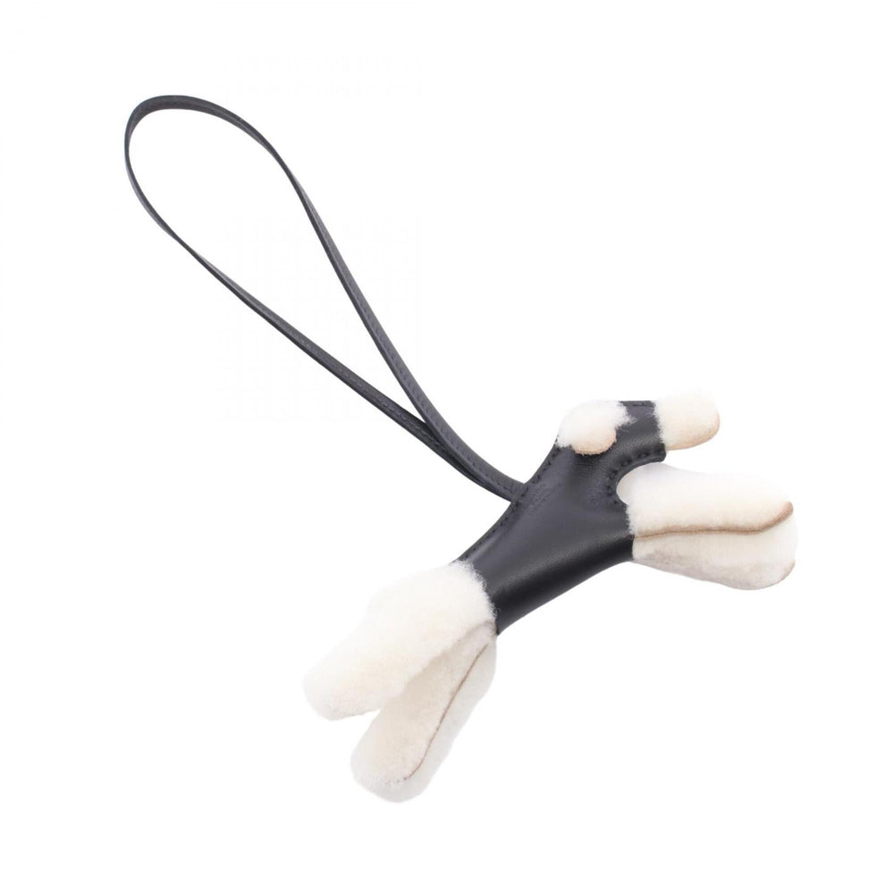 Hermes Buddy Charm - Accessory Sheepskin Agneau Milo Women's Black/White — New - Store Return