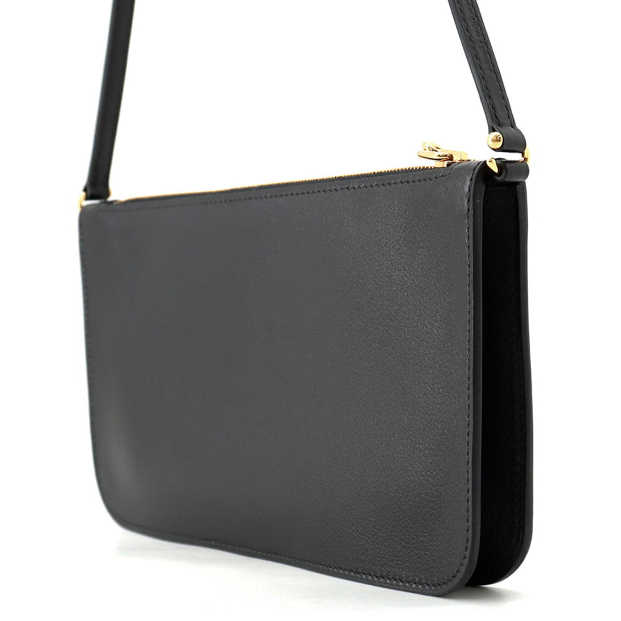 Hermes Shoulder Wallet Zip En Go To Chaine d'Ancre Black Evergrain K Stamp Handbag Pouch HERMES — Like New