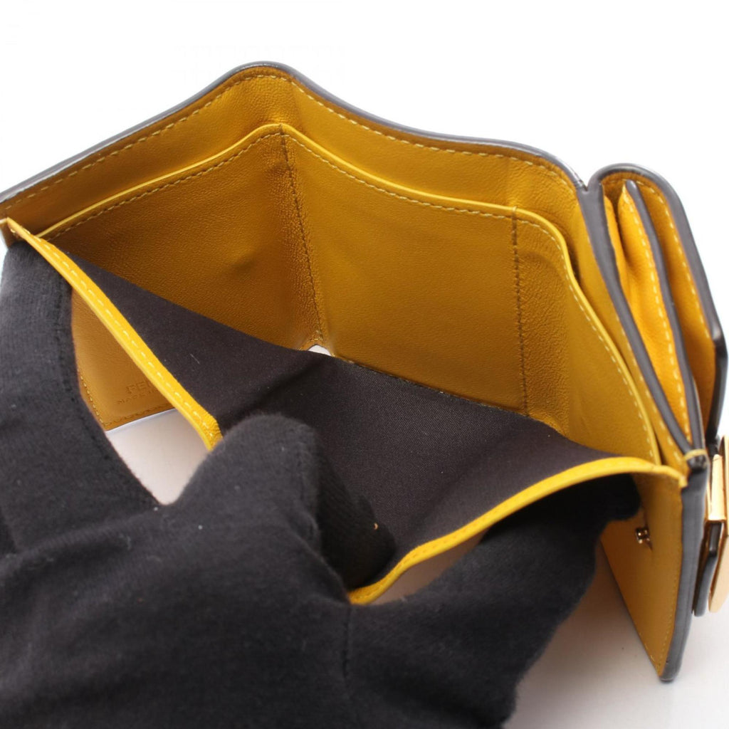 Fendi Baguette Micro Tri-fold Wallet, Leather, Women's, Yellow