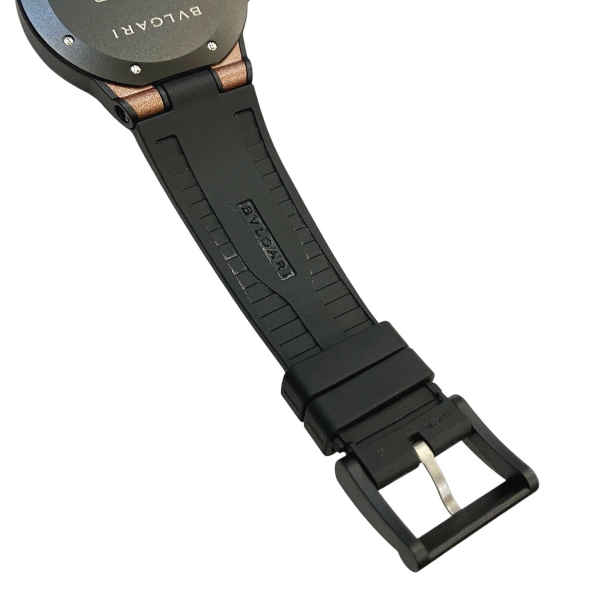 Bulgari Diagono Magnesium Watch, Total Weight 71g, Rubber Strap, Automatic Movement, Brown Dial, DG41SMC — Good