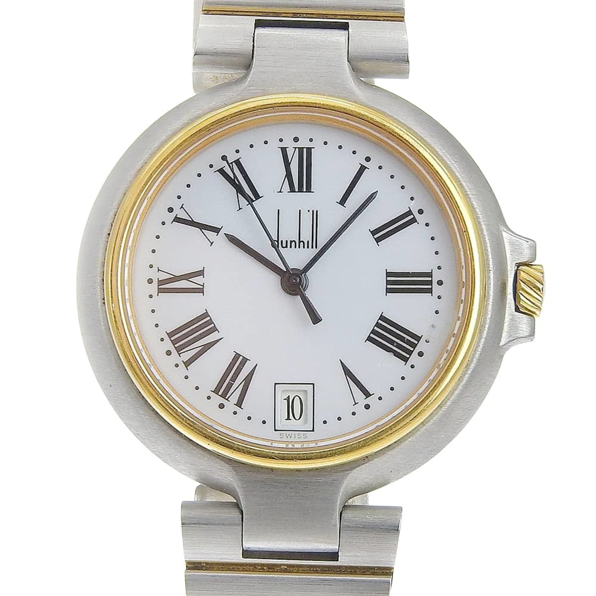 Dunhill women's watch, stainless steel, quartz, analog, white dial — Good