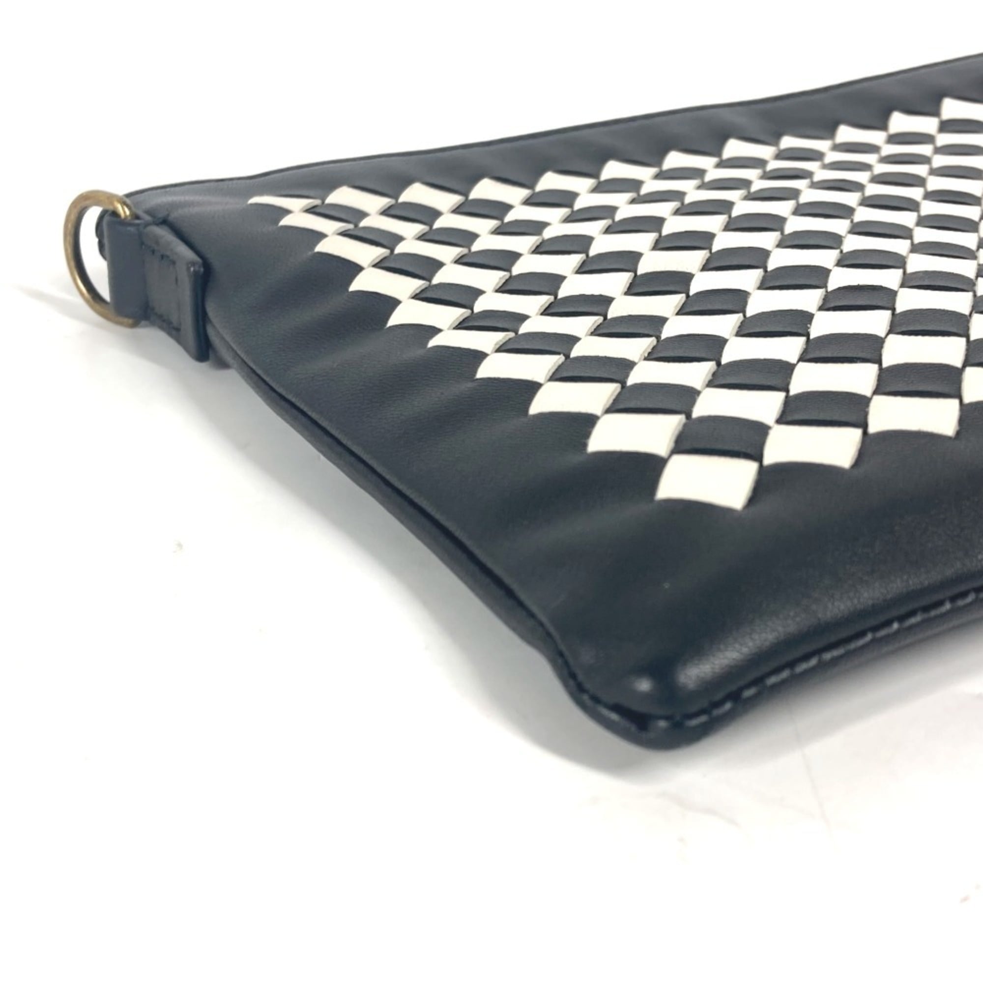 BOTTEGA VENETA Bottega Veneta Pochette Intrecciato Bag Clutch Pouch Chain Shoulder Leather Men Women Black G-241025-23 — New - Store Return