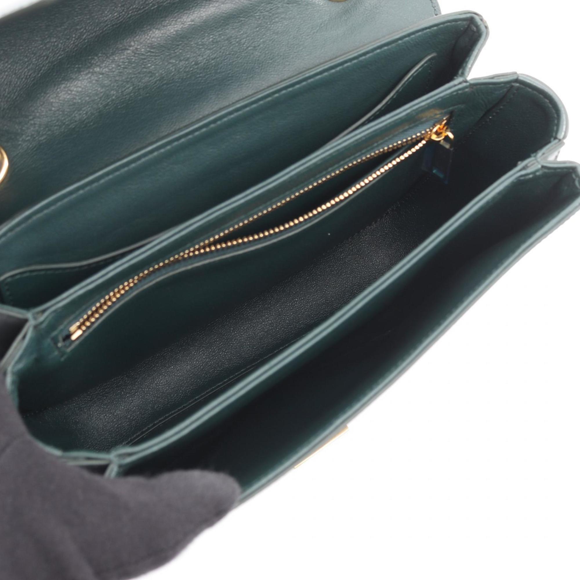 Celine C Cé Medium Shoulder Bag, Leather, Women's, Green