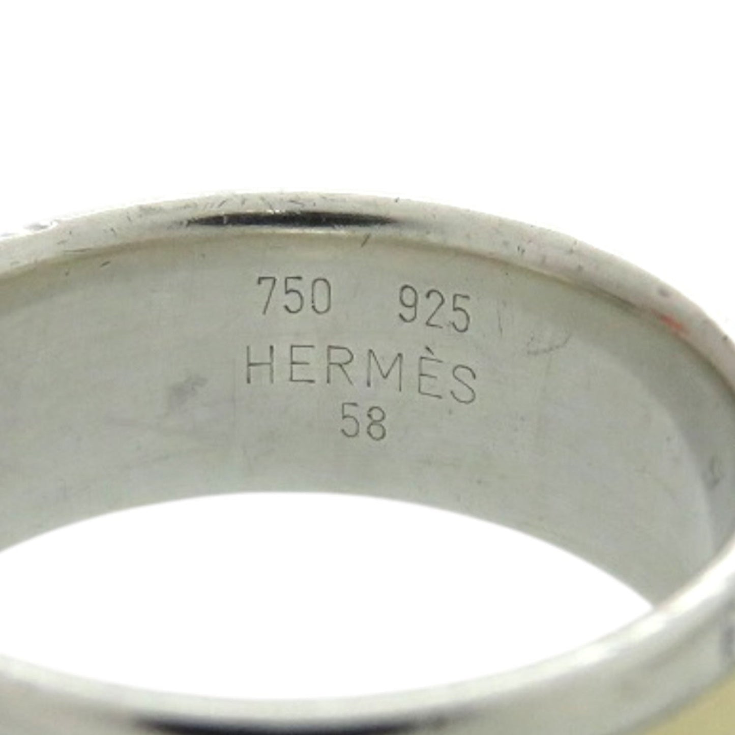Excellent condition Hermes H logo ring in 925 silver and 18K yellow gold, size 58, 1633 HERMES