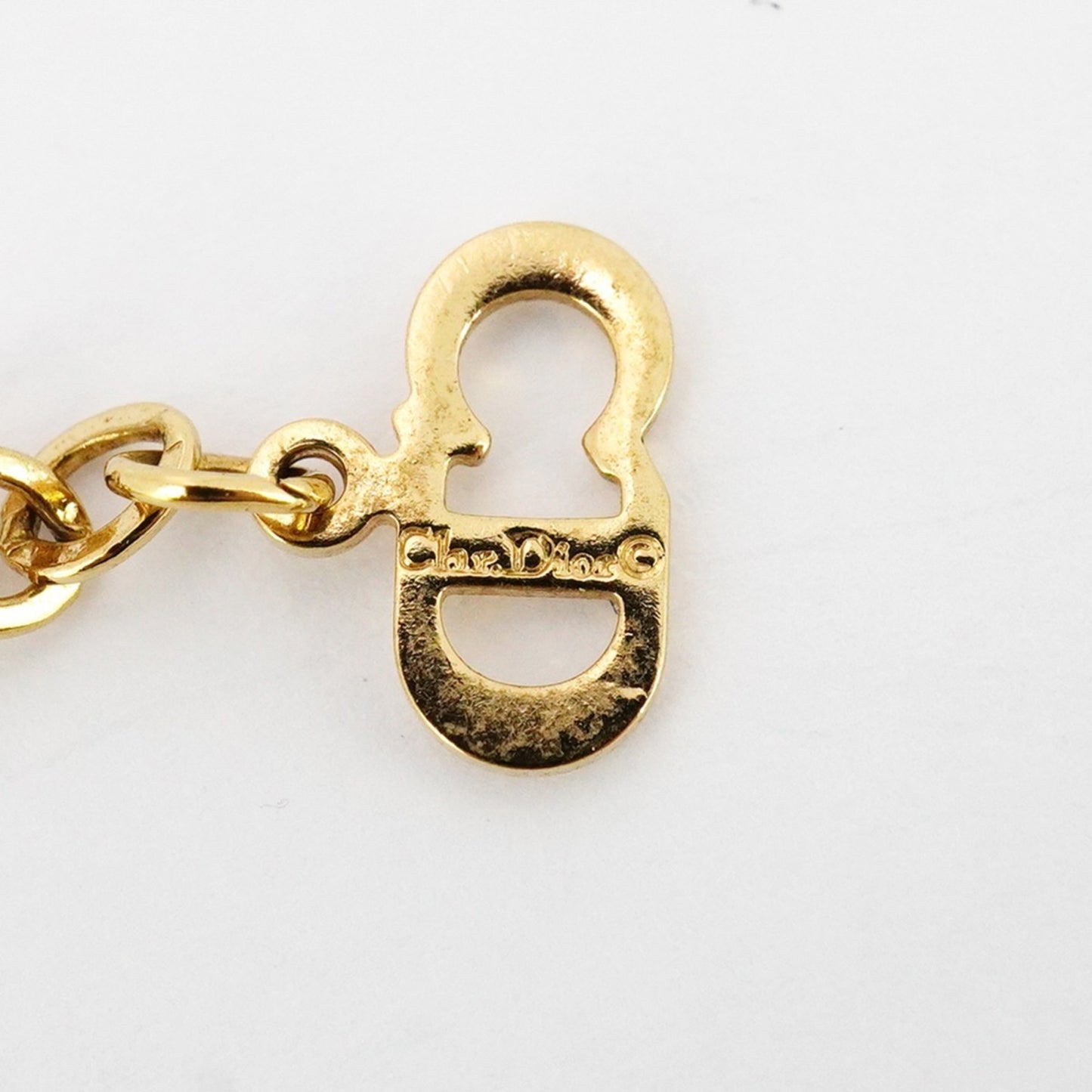 Christian Dior Necklace, GP Plated, Faux Pearl, Rhinestone, Gold, Women's