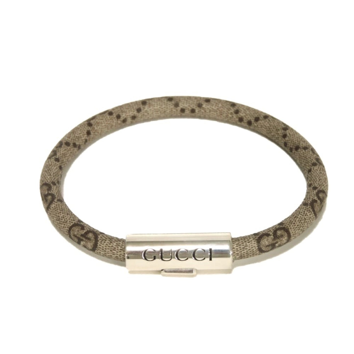Gucci GG Supreme 17 Double G Ebony Bracelet with Ag925 Sterling Silver Beige 797156 JAAGE 8163 for Men and Women
