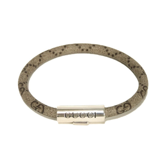 Gucci GG Supreme 17 Double G Ebony Bracelet with Ag925 Sterling Silver Beige 797156 JAAGE 8163 for Men and Women