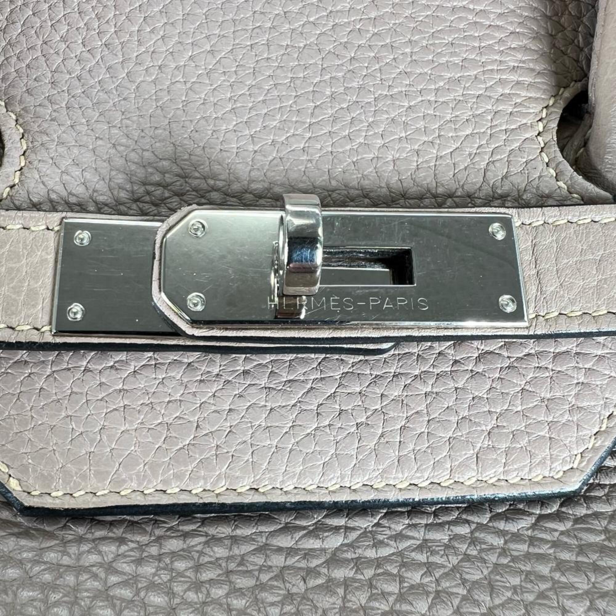Hermes Birkin 35 handbag for women, with shield hardware, HERMES □P stamp, Taurillon leather, beige, 2012 model — Like New