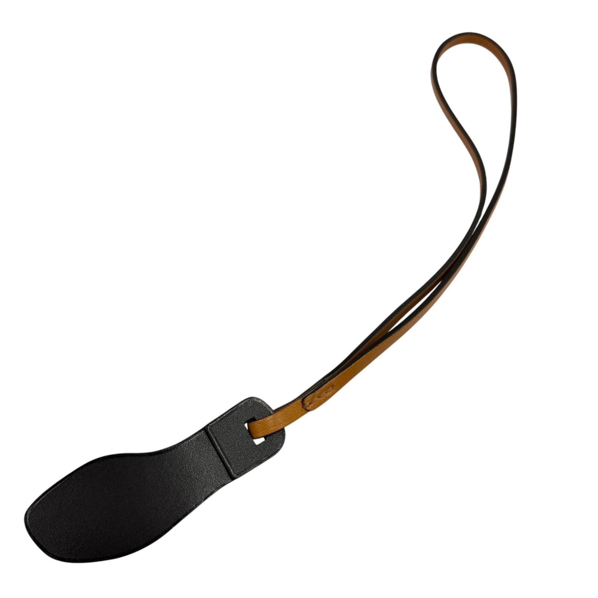 HERMES Oran Nano Charm, Veau Epsom Leather, Butler, Natural Sable, Black/Framboise, Bag Made in France, Women's — Like New