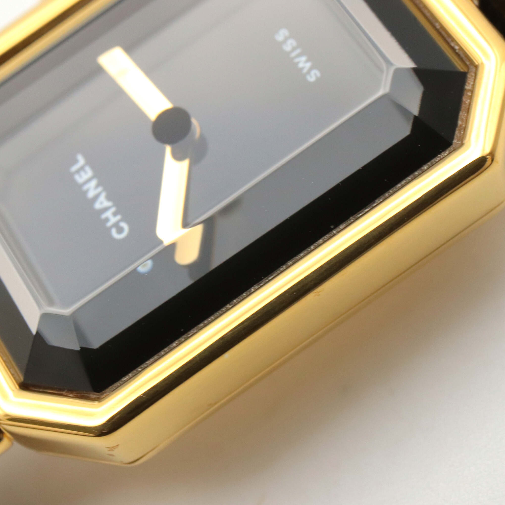 Chanel CHANEL Première S Watch, Gold Plated (GP), Leather Strap, Women's, Black, H0001 — Very Good