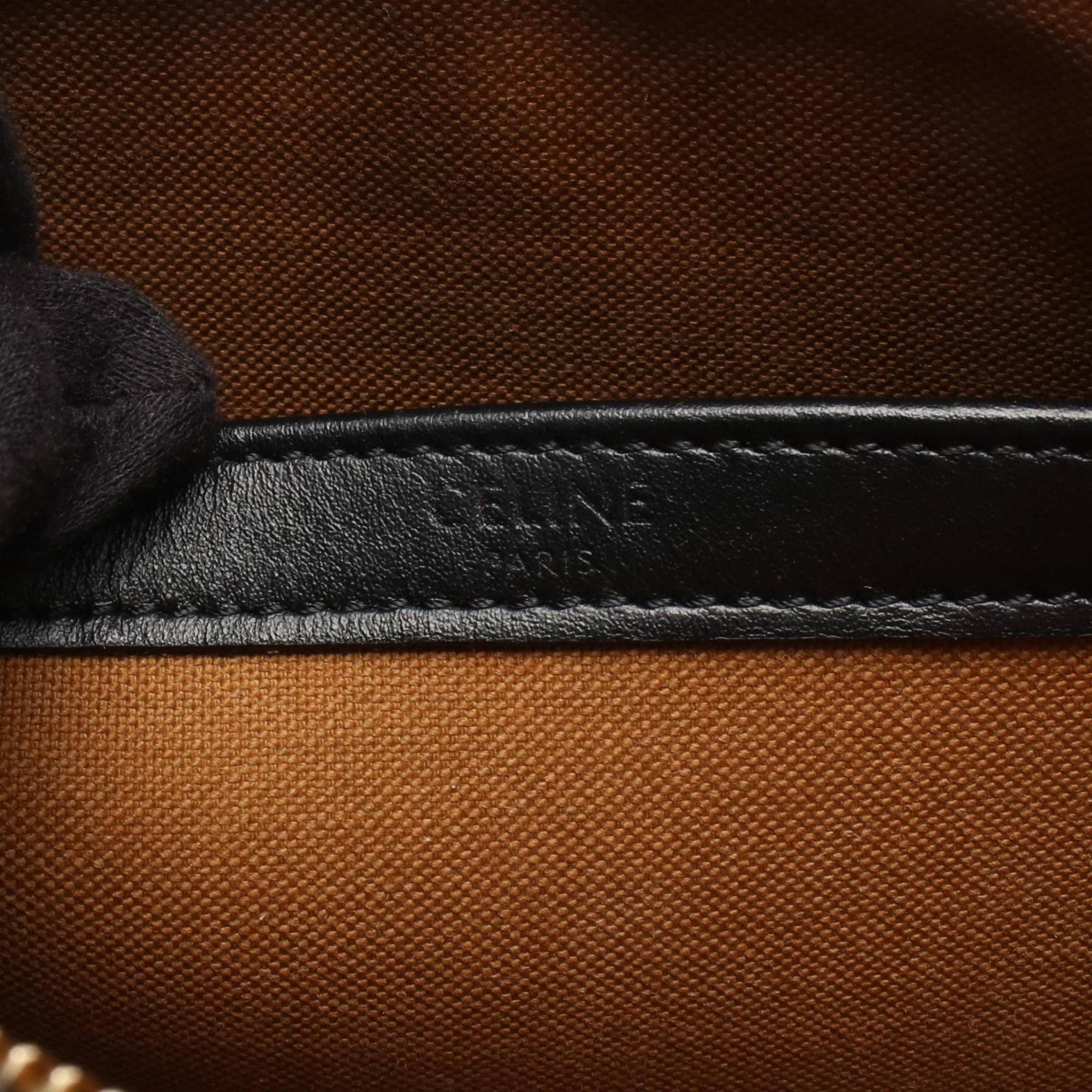 Celine Triomphe Medium Messenger Bag, Shoulder Coated Canvas and Leather, Women's, Black Brown, 194502