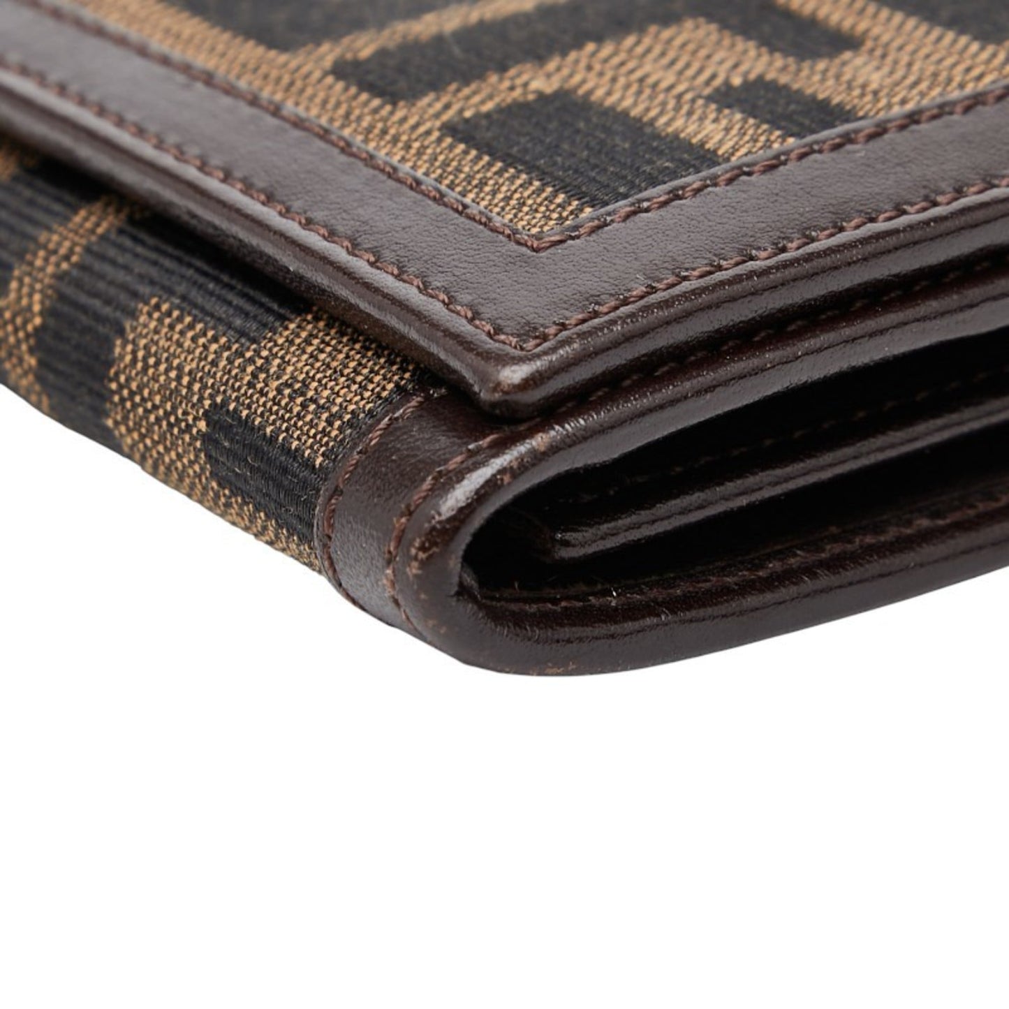 Fendi Zucca long wallet in brown canvas and leather for women.