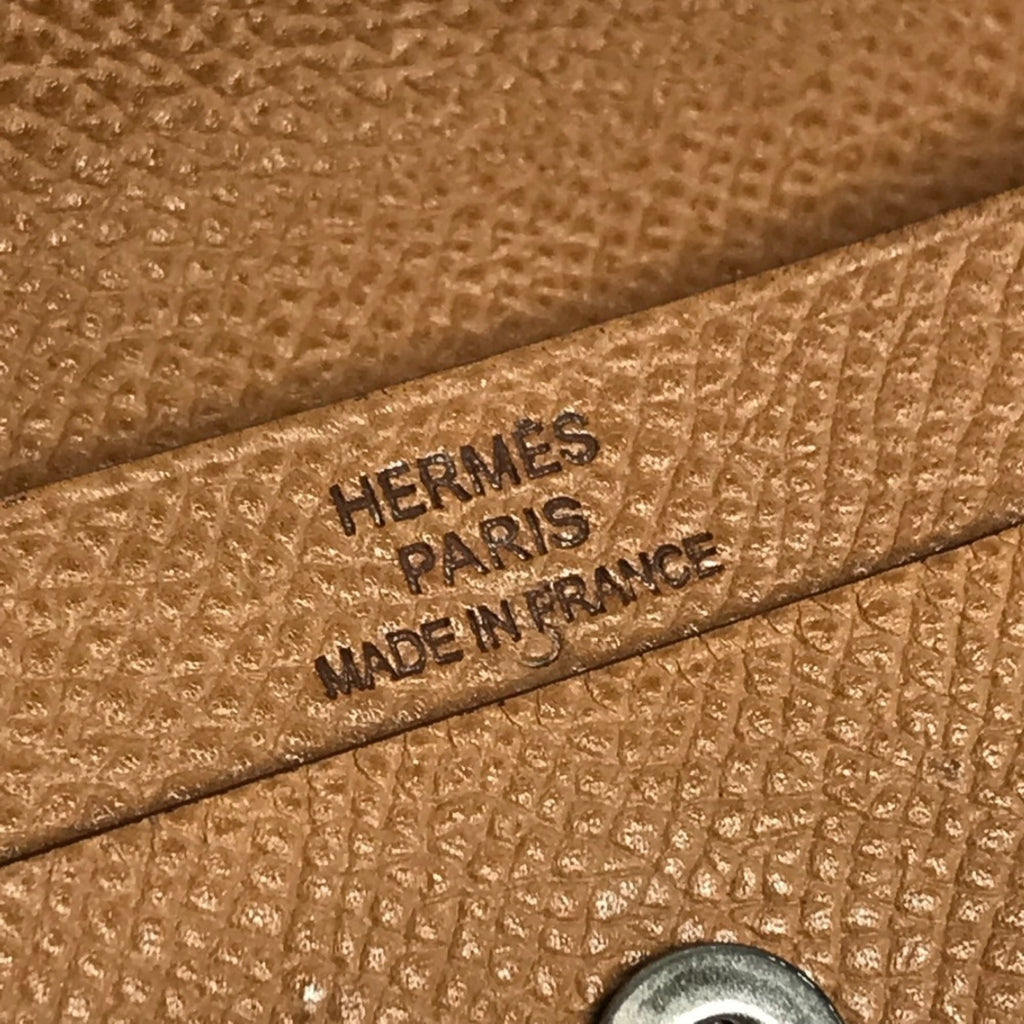 HERMES Bearn H logo flap coin purse wallet, Epson, men's and women's, beige