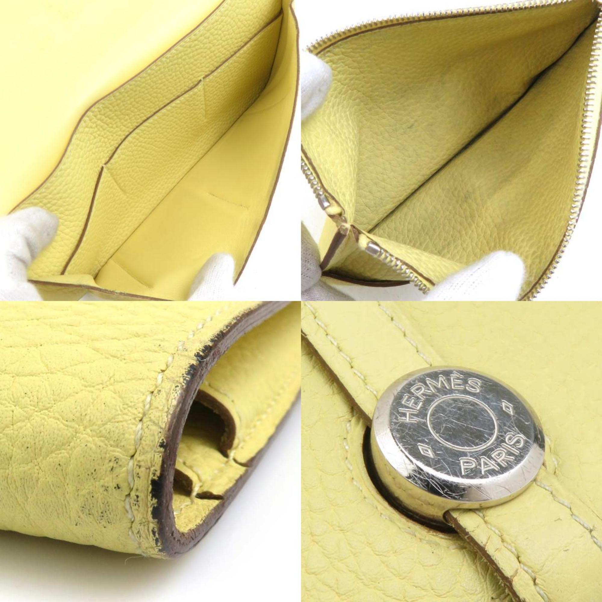 Hermes Hermès Dogon Duo Togo Jaune Poussin Long Wallet, Unisex, 56491a