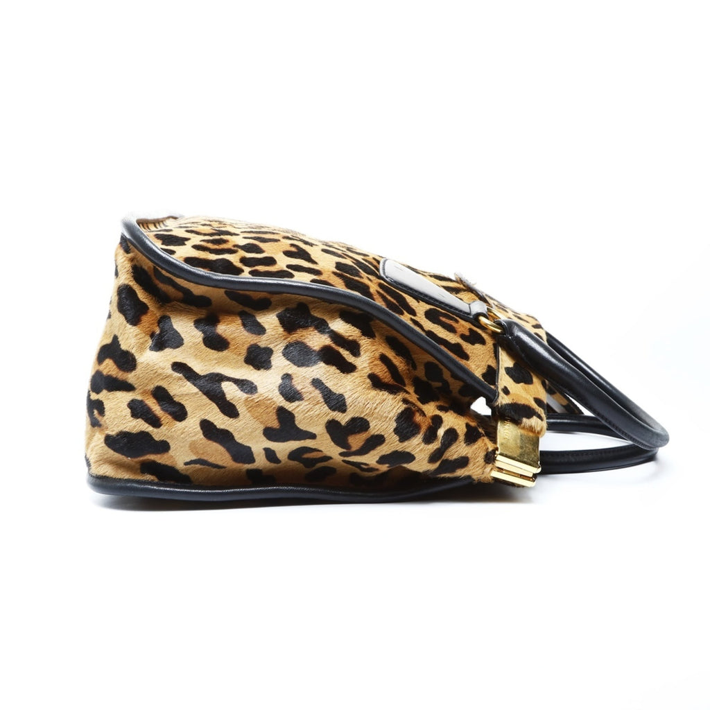 Prada Harako Leopard Print 2-Way Handbag in Brown