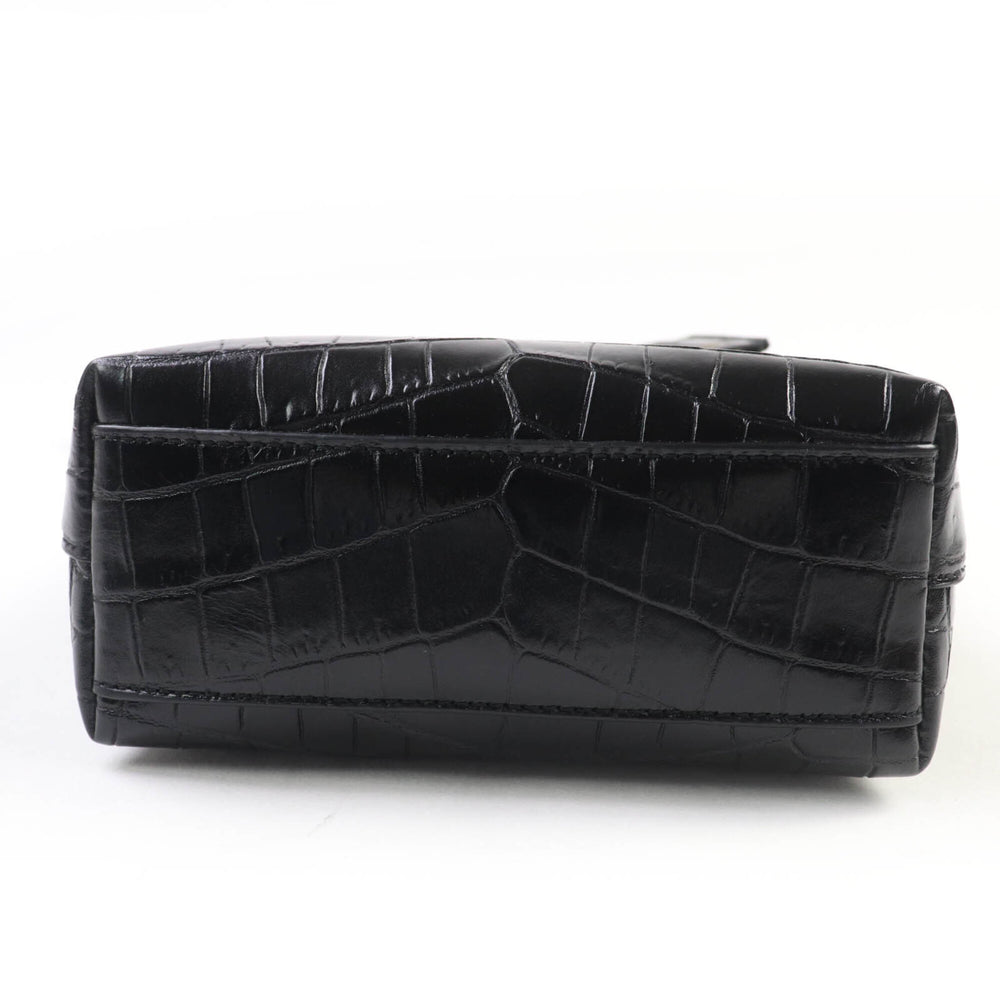 SAINT LAURENT 712367 Mini Toy Shopping Leather Crocodile Embossed 2-Way Handbag/Shoulder Bag, Black, with Box and Dust Made in Italy, Women's — Like New